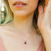 Double Terminated Crystal Pendant Necklace - Black Tourmaline - Sterling Silver Satellite - Luna Tide Handmade Jewellery