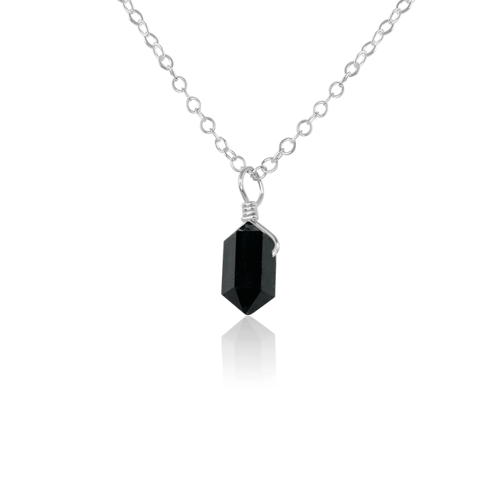 Double Terminated Crystal Pendant Necklace - Black Tourmaline - Sterling Silver - Luna Tide Handmade Jewellery