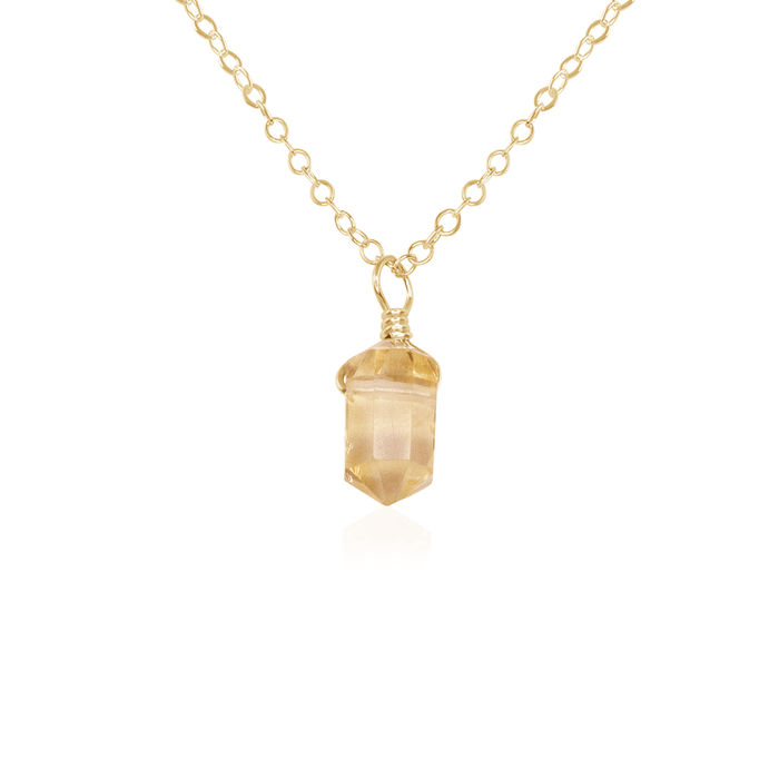 Double Terminated Crystal Pendant Necklace - Citrine - 14K Gold Fill - Luna Tide Handmade Jewellery