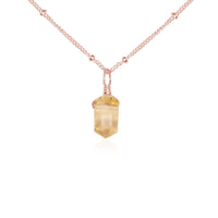 Double Terminated Crystal Pendant Necklace - Citrine - 14K Rose Gold Fill Satellite - Luna Tide Handmade Jewellery