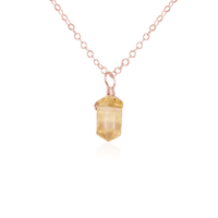 Double Terminated Crystal Pendant Necklace - Citrine - 14K Rose Gold Fill - Luna Tide Handmade Jewellery