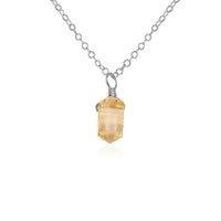 Double Terminated Crystal Pendant Necklace - Citrine - Stainless Steel - Luna Tide Handmade Jewellery