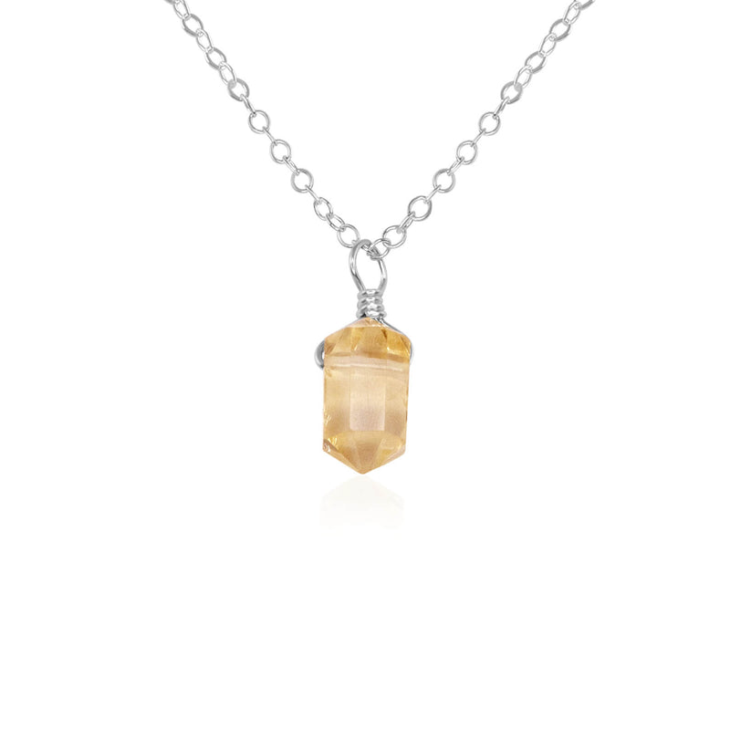 Double Terminated Crystal Pendant Necklace - Citrine - Sterling Silver - Luna Tide Handmade Jewellery