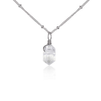 Double Terminated Crystal Pendant Necklace - Crystal Quartz - Stainless Steel Satellite - Luna Tide Handmade Jewellery