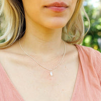 Double Terminated Crystal Pendant Necklace - Rainbow Moonstone - Sterling Silver Satellite - Luna Tide Handmade Jewellery