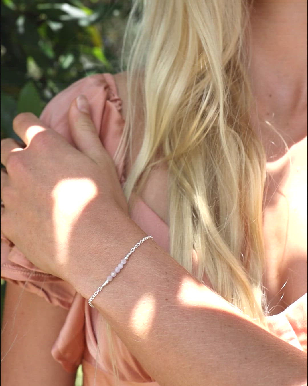 Sparkling Purple Kunzite Gemstone Faceted Bead Bar Bracelet