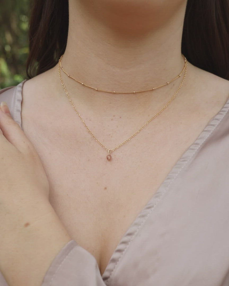 Sunstone Gemstone Chain Layered Choker Necklace