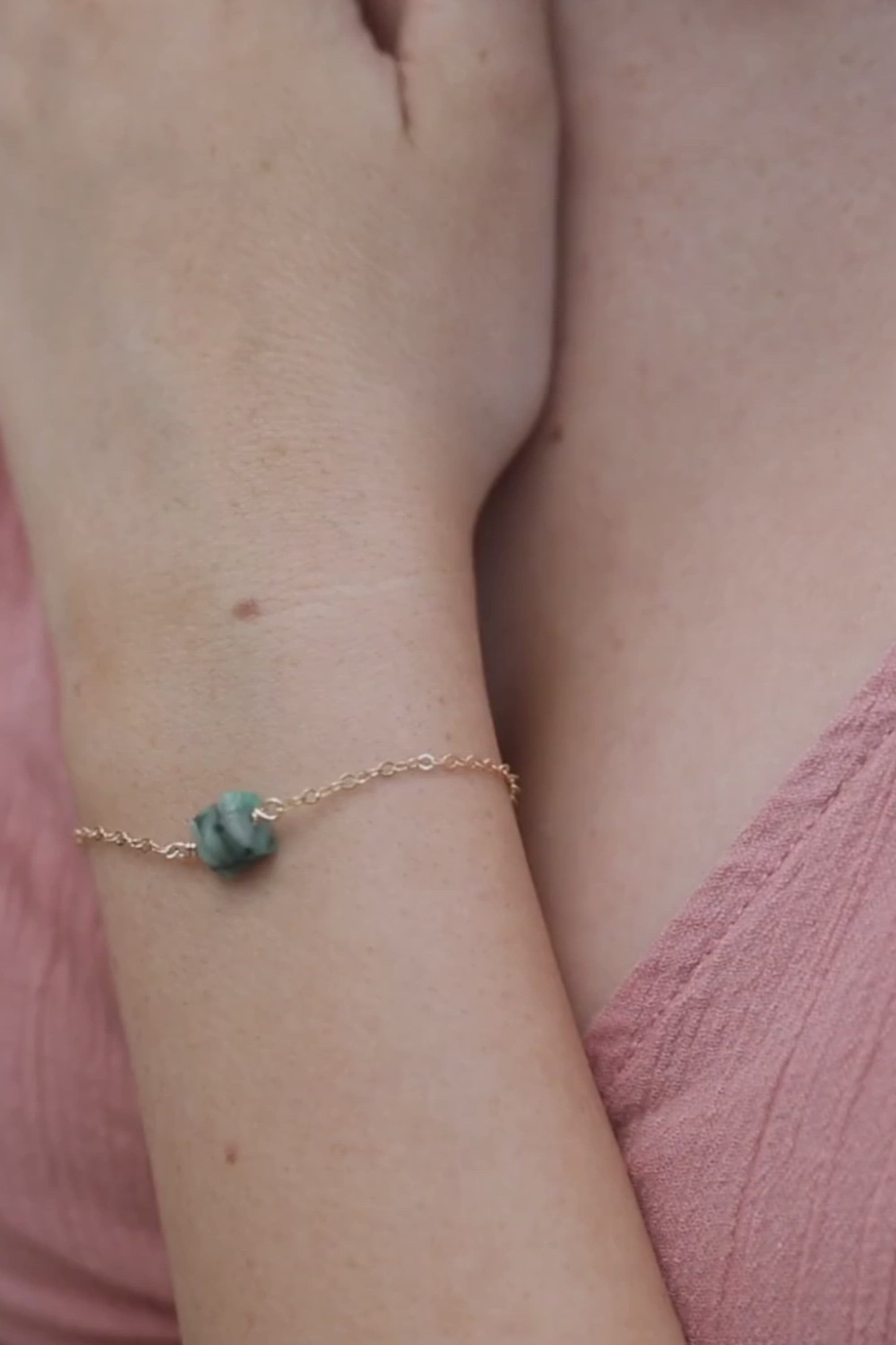 Raw Emerald Crystal Nugget Bracelet