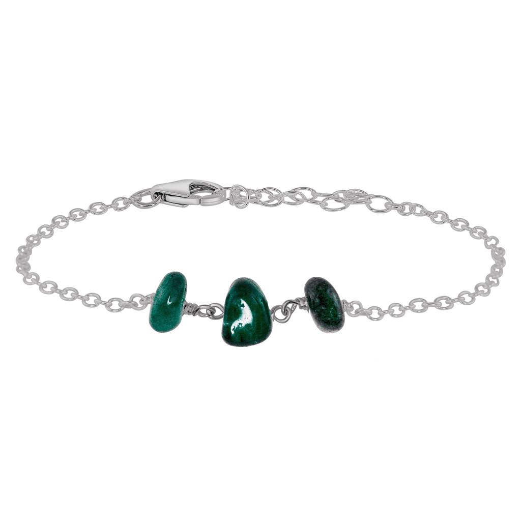 Emerald Beaded Chain Bracelet - Emerald Beaded Chain Bracelet - Stainless Steel - Luna Tide Handmade Crystal Jewellery