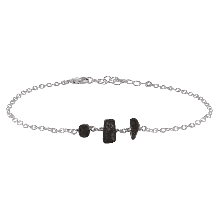 Essential Oil Lava Stone Beaded Chain Anklet - Essential Oil Lava Stone Beaded Chain Anklet - Stainless Steel - Luna Tide Handmade Crystal Jewellery