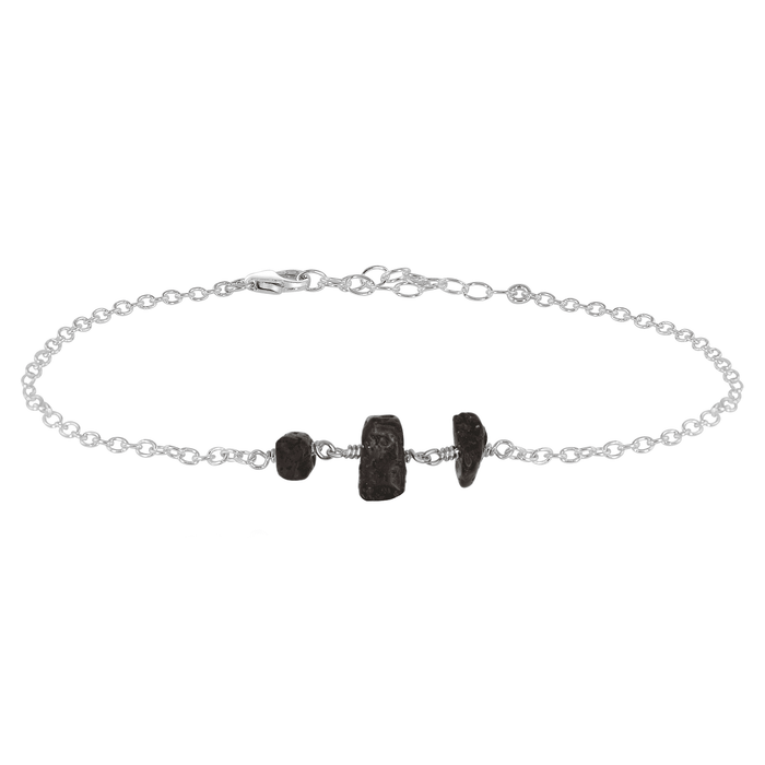 Essential Oil Lava Stone Beaded Chain Anklet - Essential Oil Lava Stone Beaded Chain Anklet - Sterling Silver - Luna Tide Handmade Crystal Jewellery