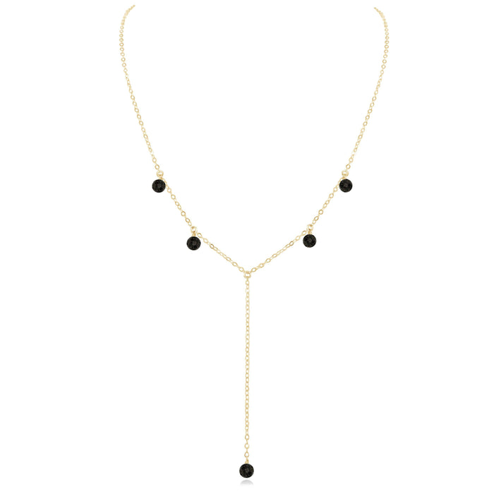 Essential Oil Lava Stone Boho Lariat Necklace - Essential Oil Lava Stone Boho Lariat Necklace - 14k Gold Fill - Luna Tide Handmade Crystal Jewellery