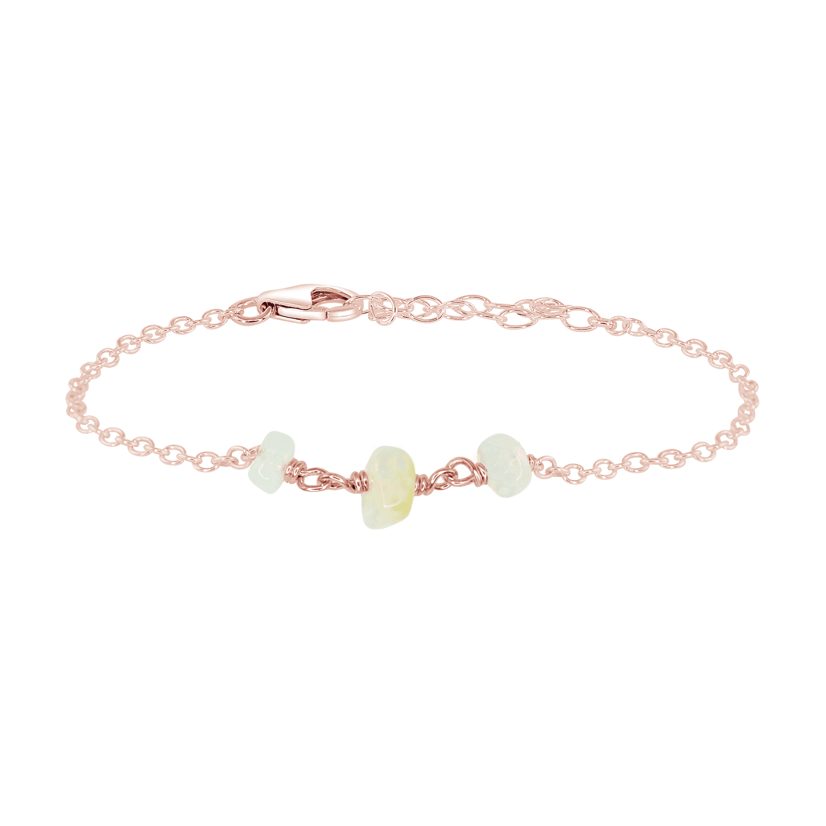 Ethiopian Opal Beaded Chain Bracelet - Ethiopian Opal Beaded Chain Bracelet - 14k Rose Gold Fill - Luna Tide Handmade Crystal Jewellery