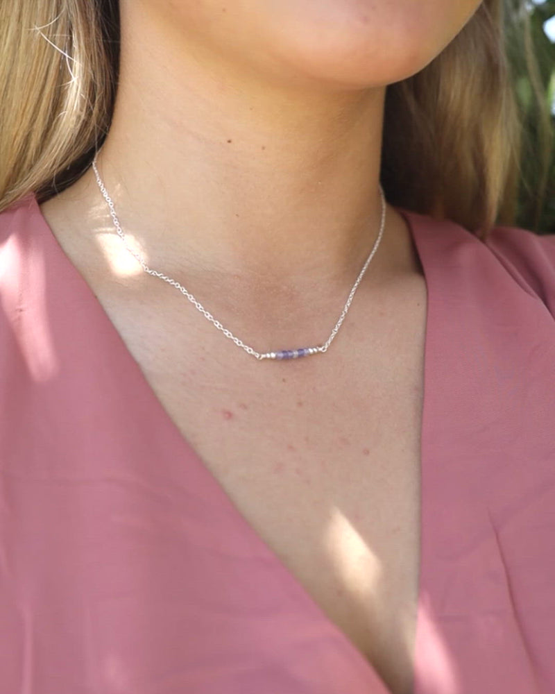 Sparkling Tanzanite Faceted Bead Bar Necklace
