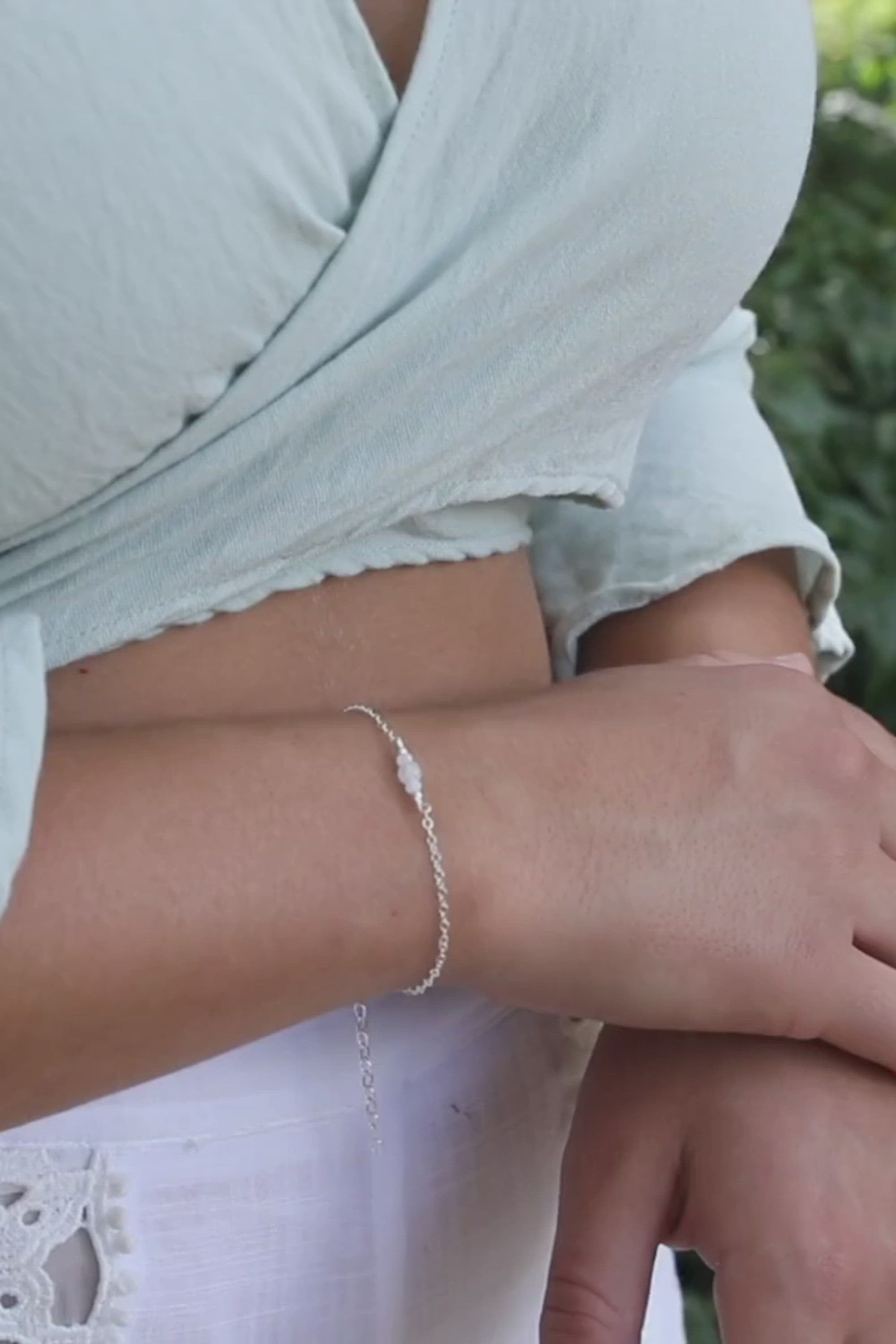 Dainty Rainbow Moonstone Gemstone Bracelet