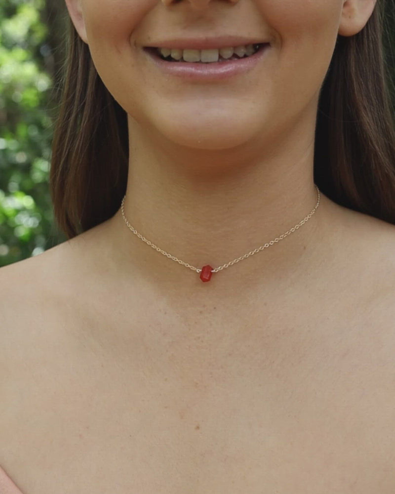 Double Terminated Carnelian Mini Crystal Point Choker Necklace