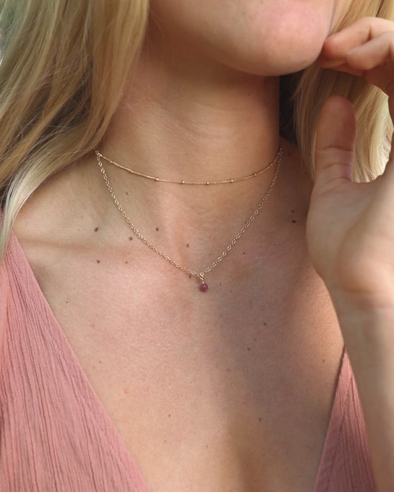 Ruby Gemstone Chain Layered Choker Necklace