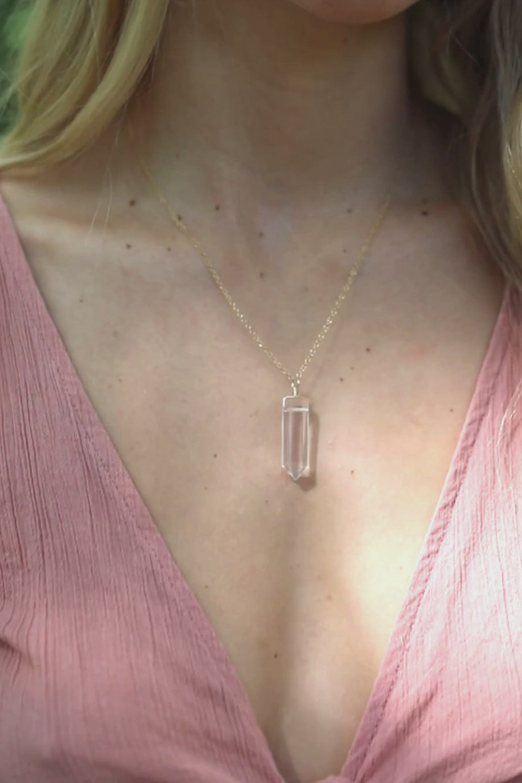 Crystal Quartz Generator Point Pendant Necklace