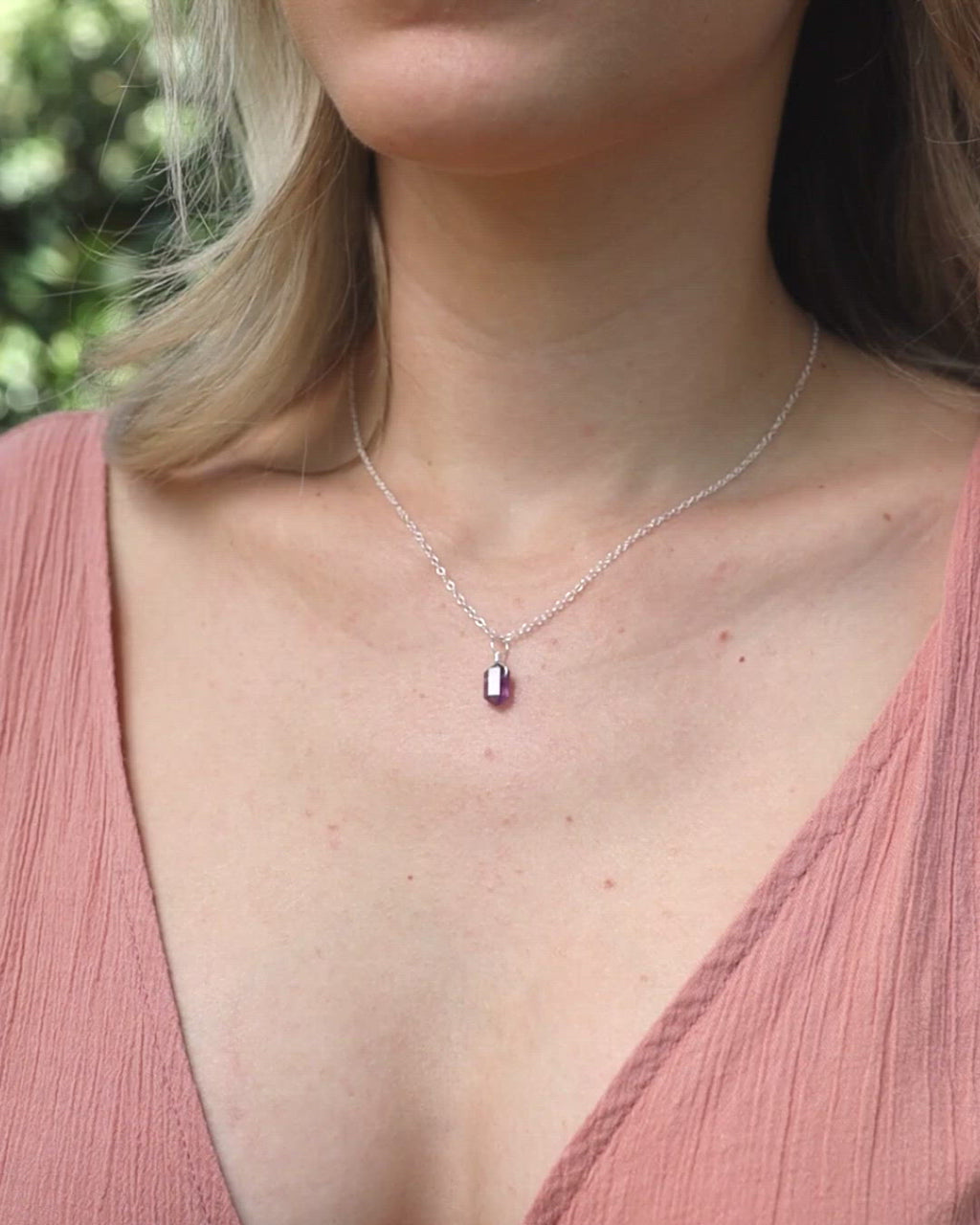 Custom Mini Double Terminated Crystal Point Pendant Necklace