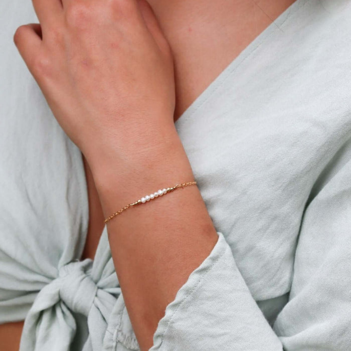 Faceted Bead Bar Bracelet - 14K Gold Fill - Luna Tide Handmade Jewellery
