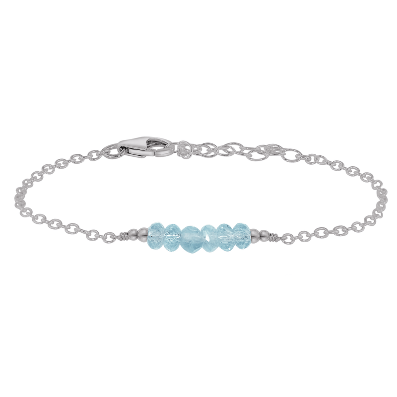 Faceted Bead Bar Bracelet - Aquamarine - Stainless Steel - Luna Tide Handmade Jewellery