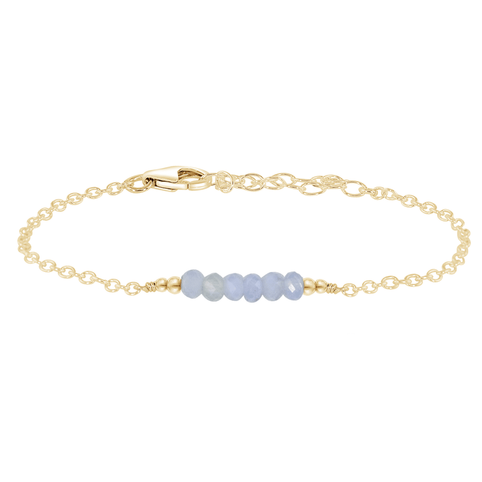 Faceted Bead Bar Bracelet - Blue Lace Agate - 14K Gold Fill - Luna Tide Handmade Jewellery