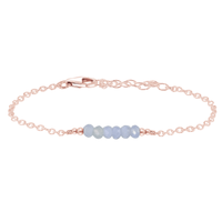 Faceted Bead Bar Bracelet - Blue Lace Agate - 14K Rose Gold Fill - Luna Tide Handmade Jewellery
