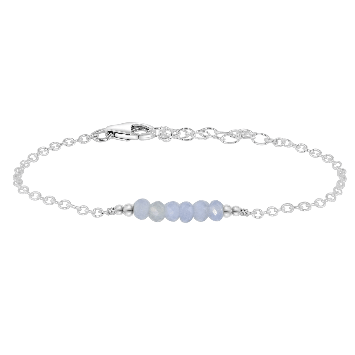 Faceted Bead Bar Bracelet - Blue Lace Agate - Sterling Silver - Luna Tide Handmade Jewellery