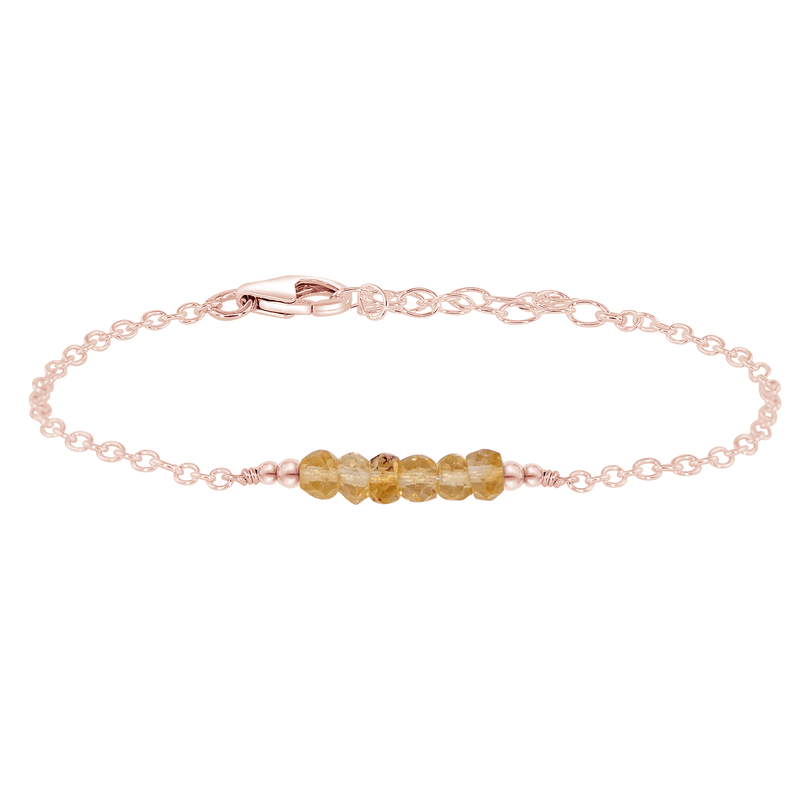 Faceted Bead Bar Bracelet - Citrine - 14K Rose Gold Fill - Luna Tide Handmade Jewellery