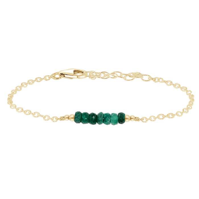 Faceted Bead Bar Bracelet - Emerald - 14K Gold Fill - Luna Tide Handmade Jewellery