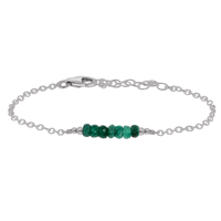 Faceted Bead Bar Bracelet - Emerald - Stainless Steel - Luna Tide Handmade Jewellery