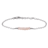 Faceted Bead Bar Bracelet - Freshwater Pearl - Stainless Steel - Luna Tide Handmade Jewellery