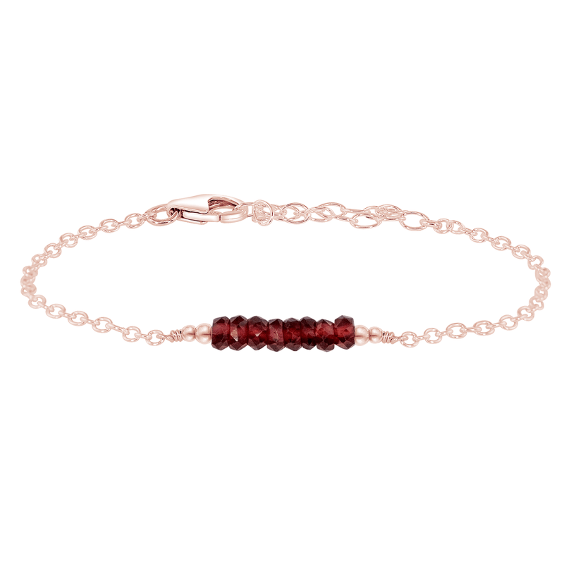 Faceted Bead Bar Bracelet - Garnet - 14K Rose Gold Fill - Luna Tide Handmade Jewellery