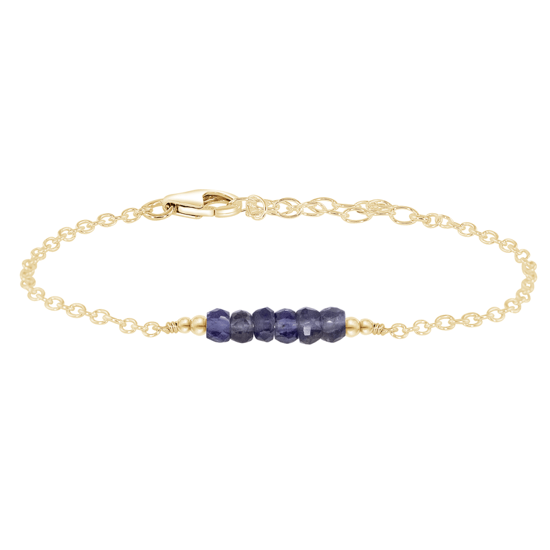 Faceted Bead Bar Bracelet - Iolite - 14K Gold Fill - Luna Tide Handmade Jewellery