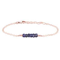 Faceted Bead Bar Bracelet - Iolite - 14K Rose Gold Fill - Luna Tide Handmade Jewellery