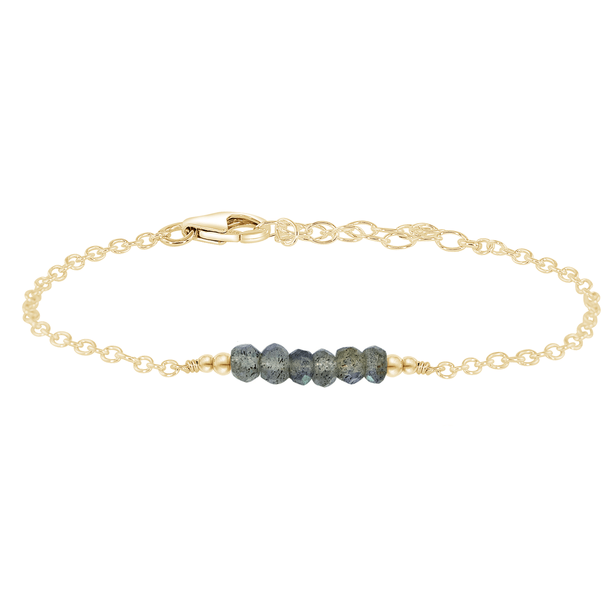 Faceted Bead Bar Bracelet - Labradorite - 14K Gold Fill - Luna Tide Handmade Jewellery