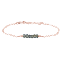 Faceted Bead Bar Bracelet - Labradorite - 14K Rose Gold Fill - Luna Tide Handmade Jewellery