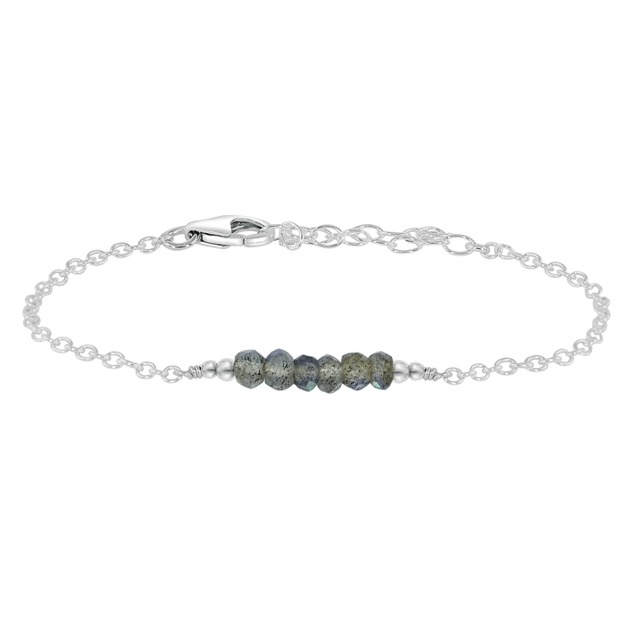 Faceted Bead Bar Bracelet - Labradorite - Sterling Silver - Luna Tide Handmade Jewellery