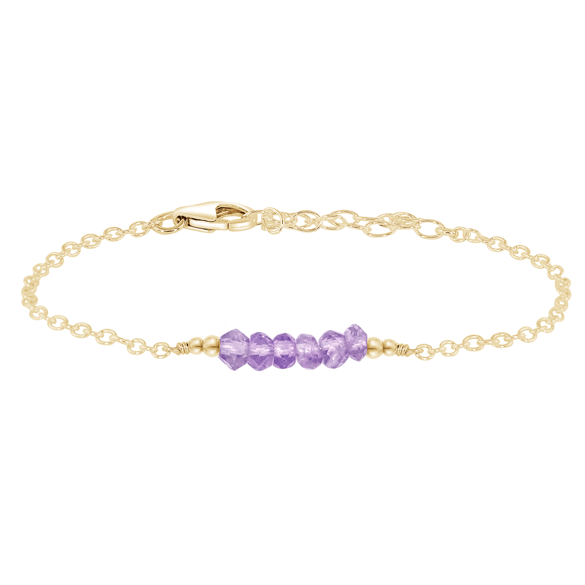 Faceted Bead Bar Bracelet - Lavender Amethyst - 14K Gold Fill - Luna Tide Handmade Jewellery
