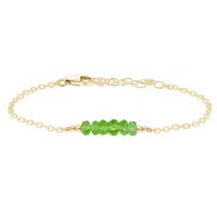 Faceted Bead Bar Bracelet - Peridot - 14K Gold Fill - Luna Tide Handmade Jewellery