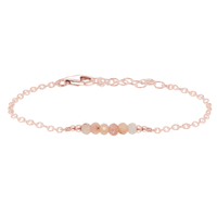 Faceted Bead Bar Bracelet - Pink Peruvian Opal - 14K Rose Gold Fill - Luna Tide Handmade Jewellery