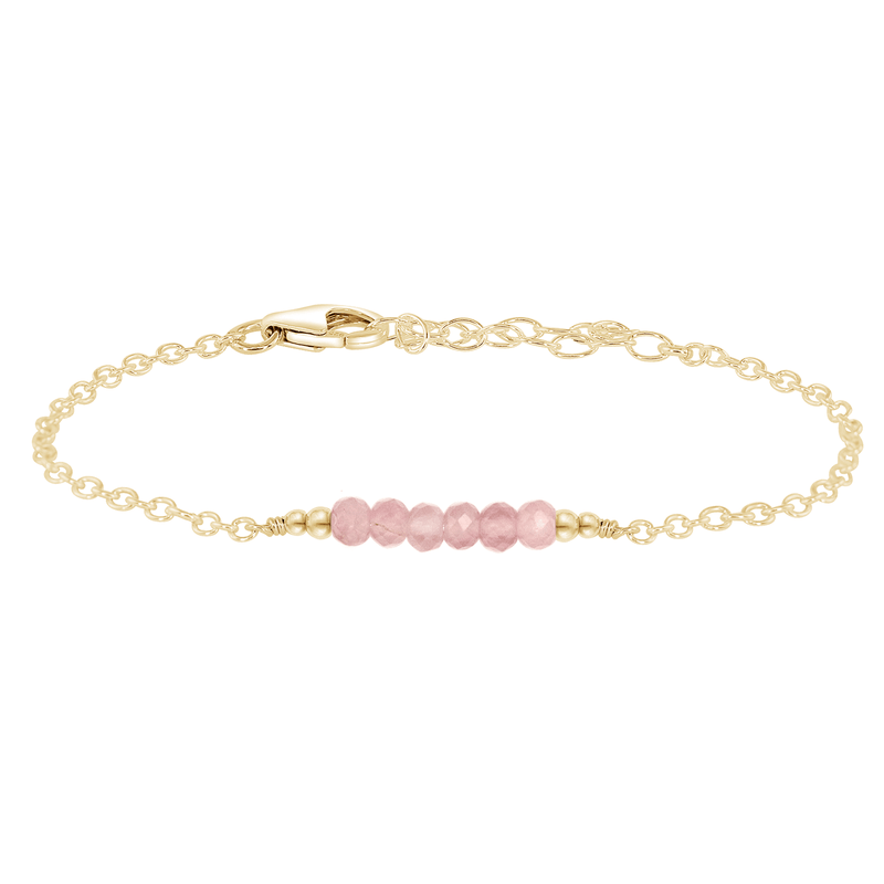 Faceted Bead Bar Bracelet - Rose Quartz - 14K Gold Fill - Luna Tide Handmade Jewellery