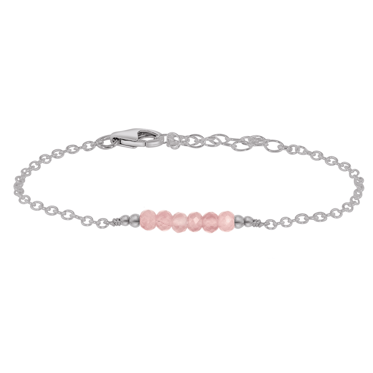 Faceted Bead Bar Bracelet - Rose Quartz - Stainless Steel - Luna Tide Handmade Jewellery