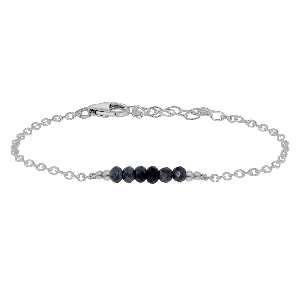 Faceted Bead Bar Bracelet - Sapphire - Stainless Steel - Luna Tide Handmade Jewellery