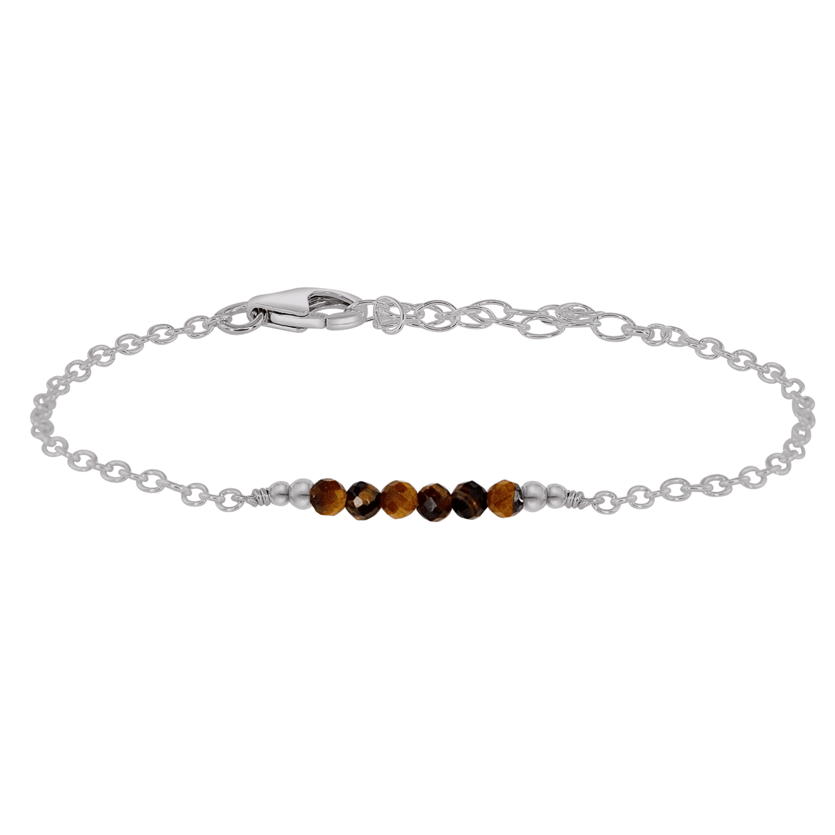 Faceted Bead Bar Bracelet - Tigers Eye - Stainless Steel - Luna Tide Handmade Jewellery