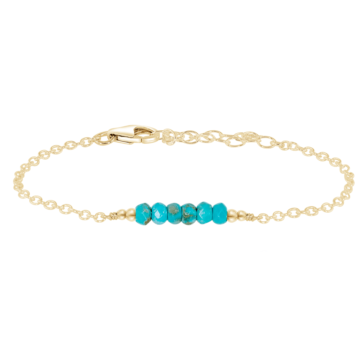 Faceted Bead Bar Bracelet - Turquoise - 14K Gold Fill - Luna Tide Handmade Jewellery