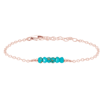 Faceted Bead Bar Bracelet - Turquoise - 14K Rose Gold Fill - Luna Tide Handmade Jewellery