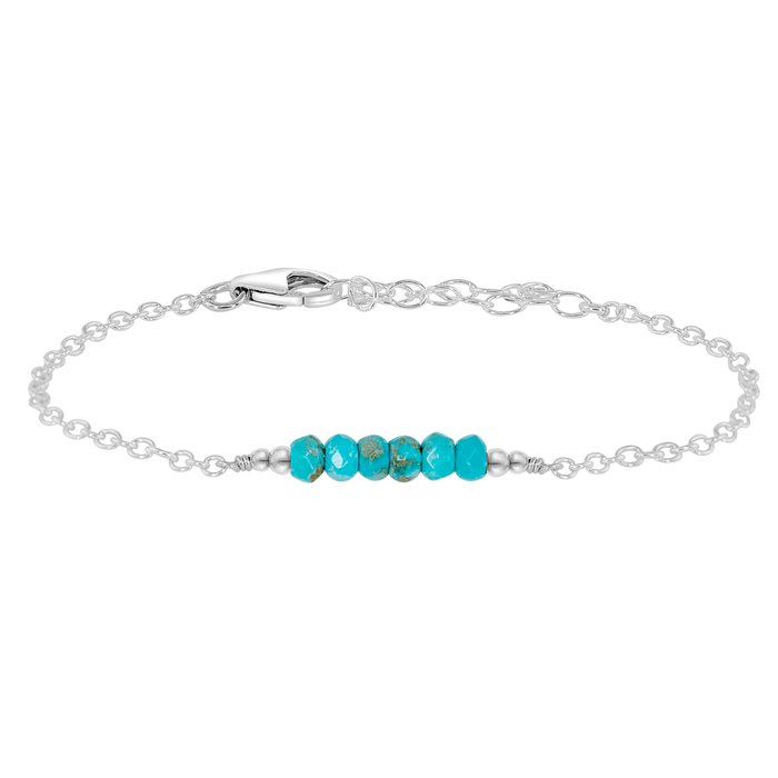 Faceted Bead Bar Bracelet - Turquoise - Sterling Silver - Luna Tide Handmade Jewellery