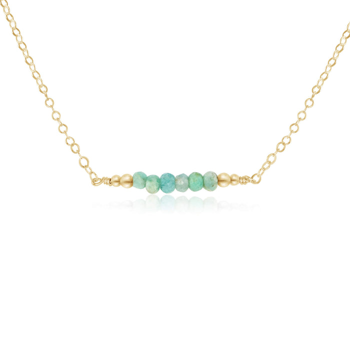 Faceted Bead Bar Necklace - Amazonite - 14K Gold Fill - Luna Tide Handmade Jewellery
