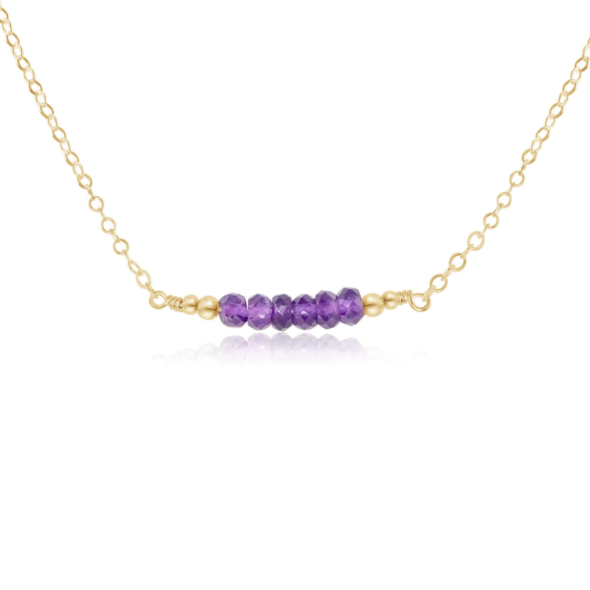 Faceted Bead Bar Necklace - Amethyst - 14K Gold Fill - Luna Tide Handmade Jewellery